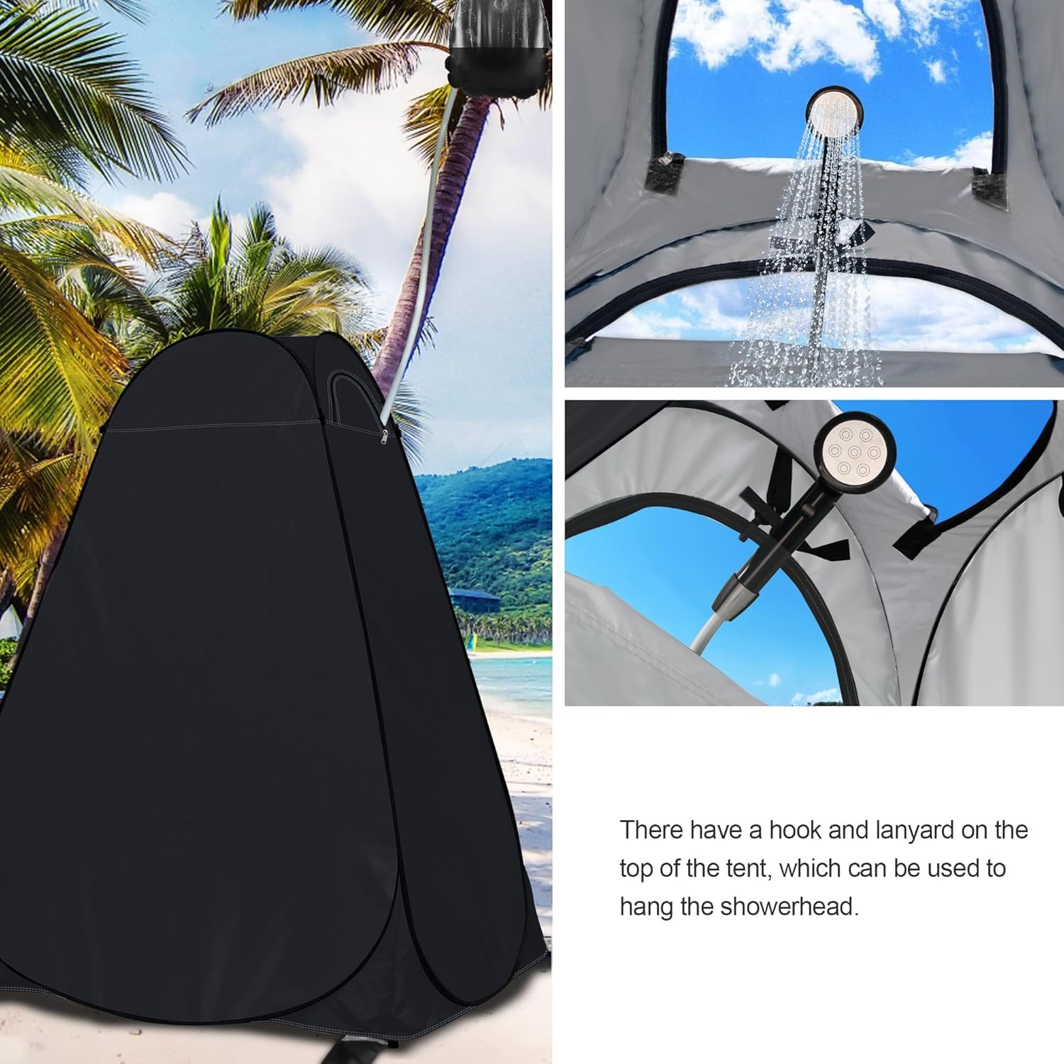 Tente de douche, camping, tente de toilette pop-up pour 2 personnes, vestiaire, toilettes mobiles, portable, camping, grande cabine de douche, tente de toilette pliable pour l'extérieur