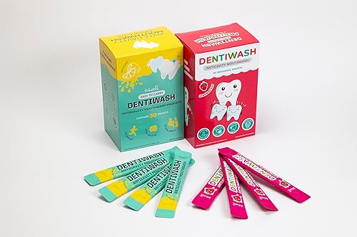 Miniatura 8 de Mouthwash Dentiwash - Paquetes portátiles de tamaño de viaje, sin alcohol, tensioactivo, conservantes y colorantes artificiales, evita caries,
