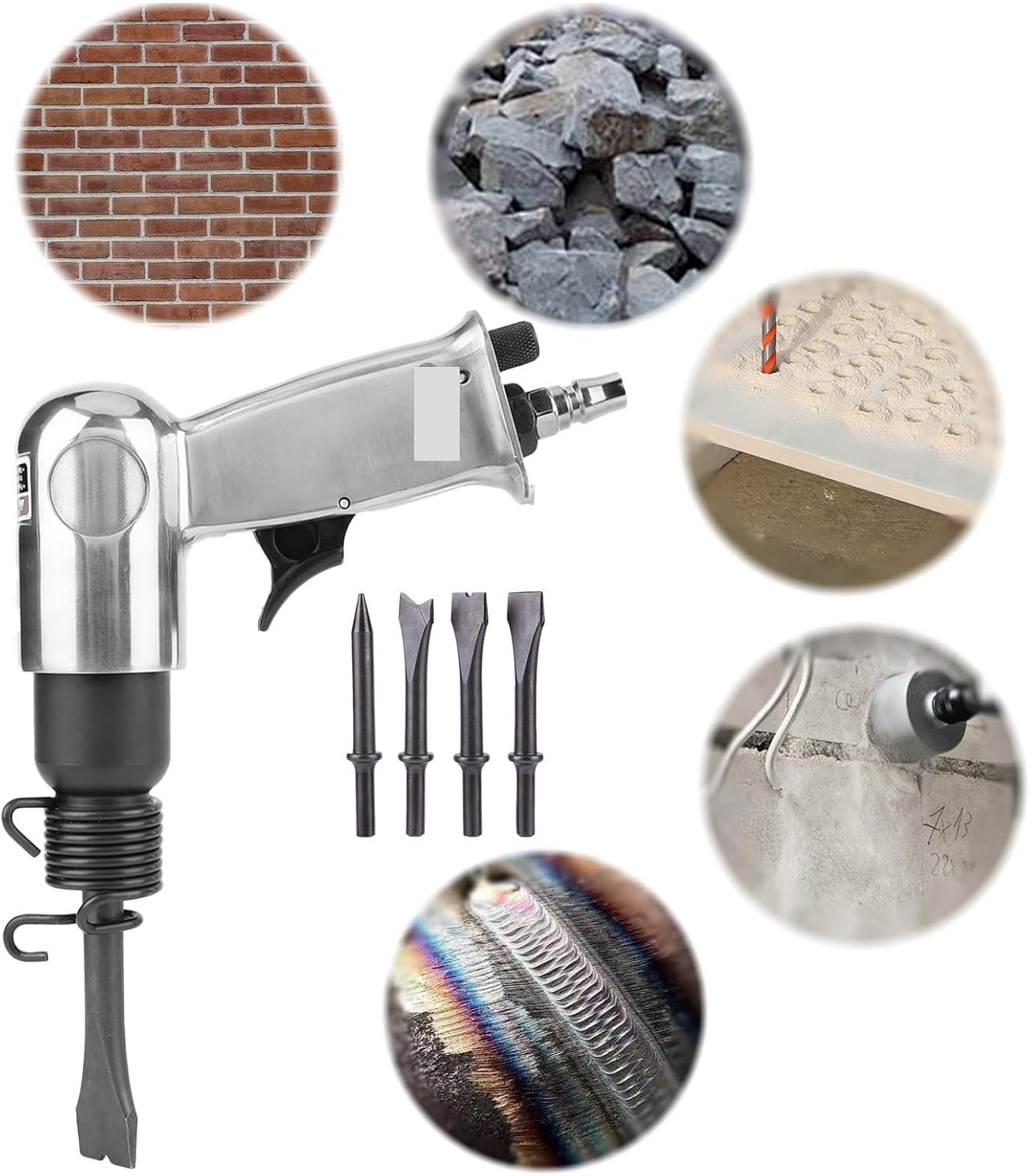 Air Hammer, 150 MM Pneumatic Hammer Air Shovel Tool 4500 BPM Multi-functional Rust Remover