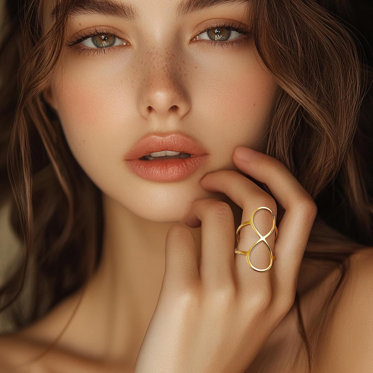 Gold Rings for Woman, Statement Trendy Gold Plated Adjustable Stackable Ring Prom Holiday Jewelry Gift - Image 2