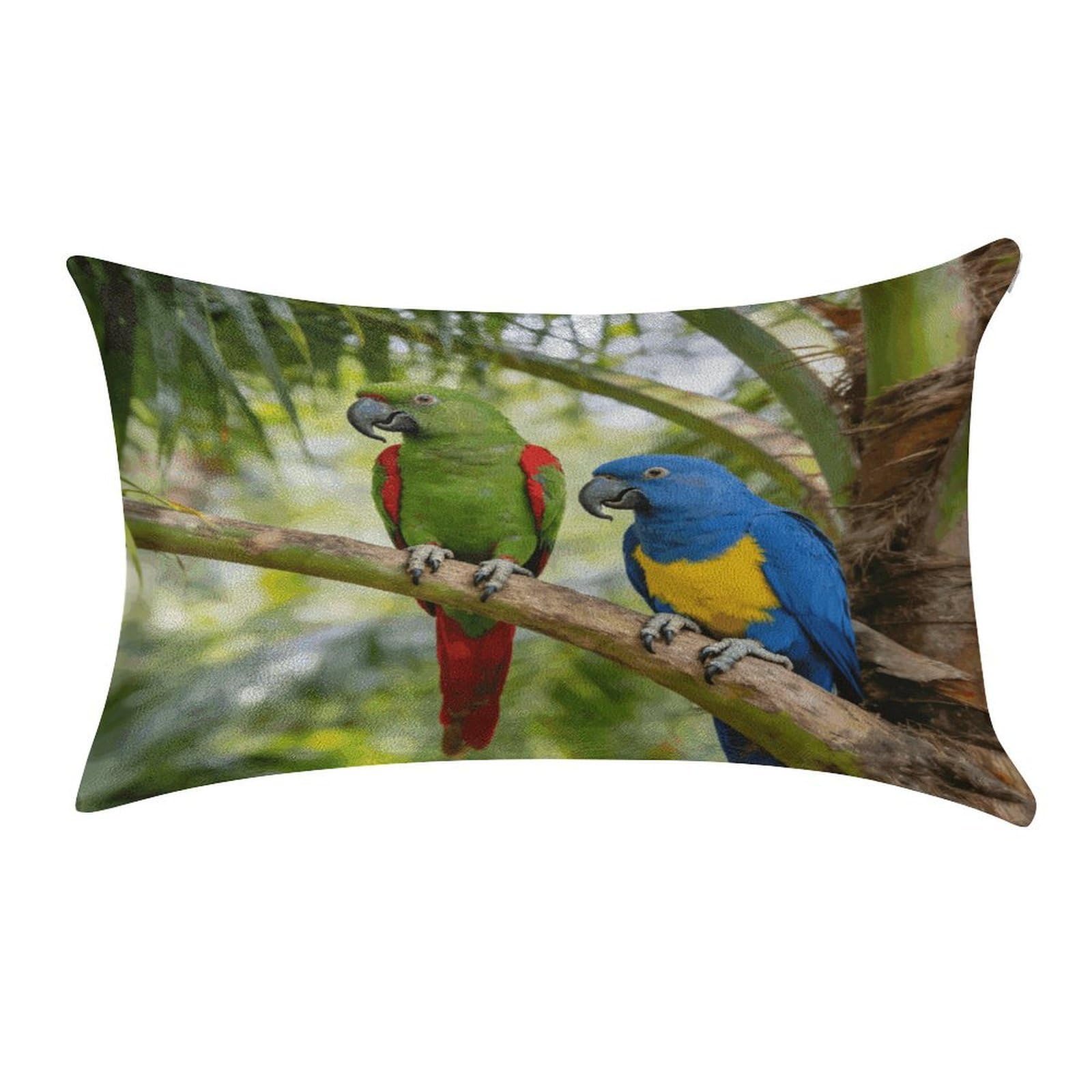 Fodpand Style Rainforest Double Parrot Pillowcase,Elegant Designed Home Decor,Velvet Pillowcase,Soft And Cozy,Pillow Case Cover With Hidden Zipper For Bedroom, Sofa, Couch