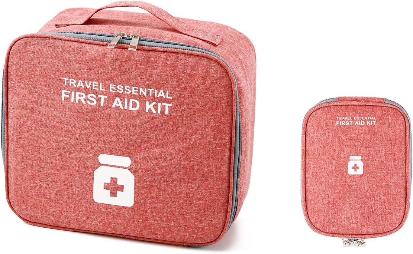 SYOSI Portable Empty First Aid Bag Set, Travel Medicine Organizer and Emergency Supplies Storage Pouch for Home, Vehicle, and Outdoor Safety