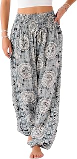 Women's Harem Pants Thai Pants for Beach & Lounge High Waisted Flowy Boho Pants Genie Pants Yoga Pants