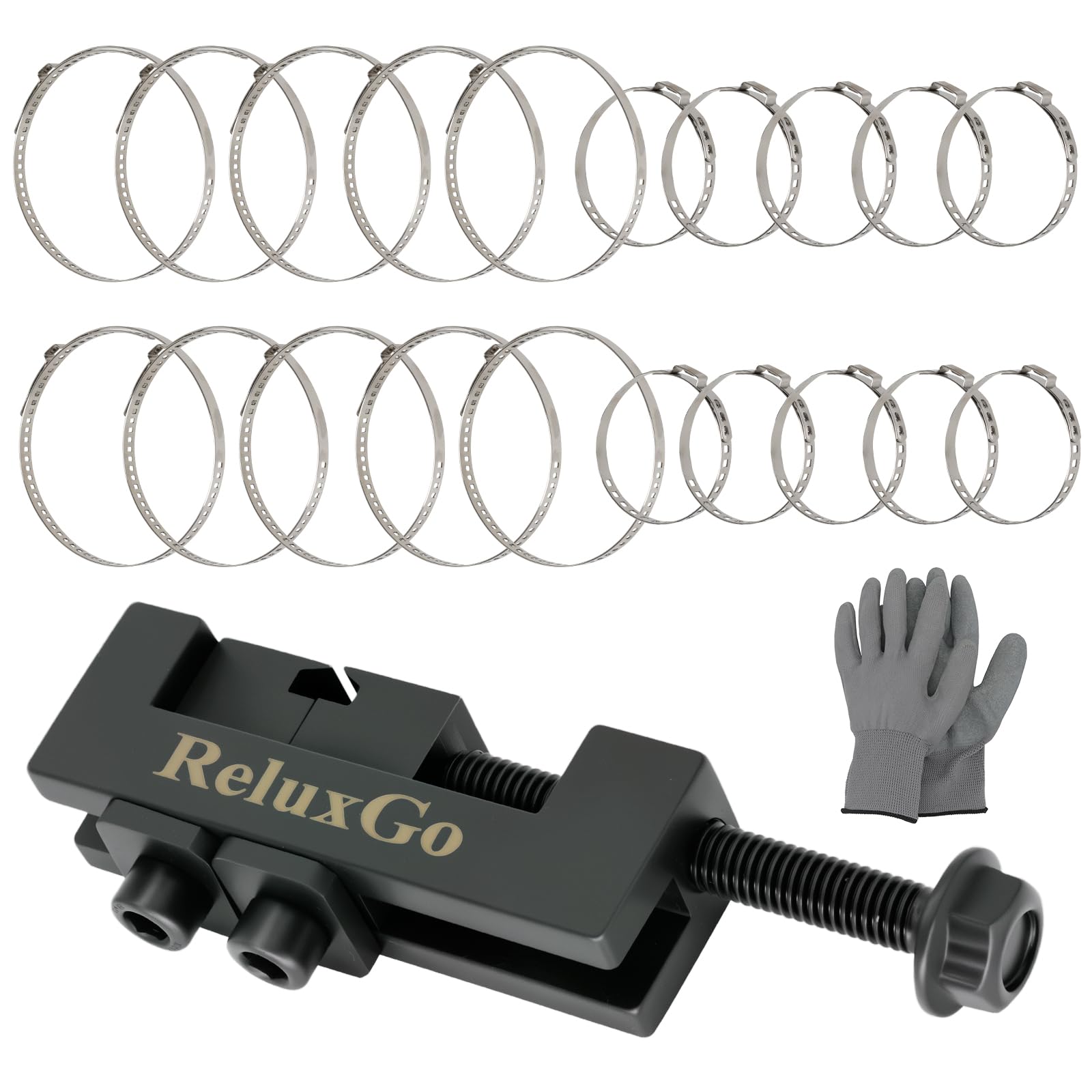 ReluxGo axle boot clamp tool, with 20 PCS 304 Stainless Steel Single Ear Hose Clamp, Drive Shaft CV Axle Boot Clamp Removal and Installation Tool (