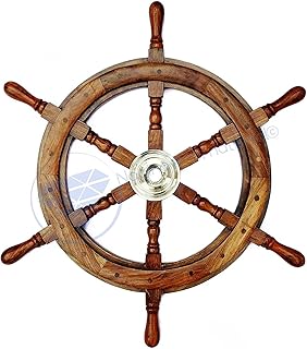 Nagina International Natural Wood Premium Pirate's Boat Ship Wheel (24 Inches) [B01HOWO458]