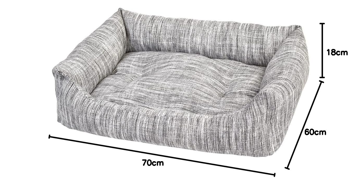Cesto Morbido con Cuscino Spesso per Cani Cliff, 70 x 60 x 18 cm, Grigio, Cuscino Imbottito, Ampio Bordo Confortevole, Cuscino Rimovibile, Lavabile a 30 °C, Design Elegante