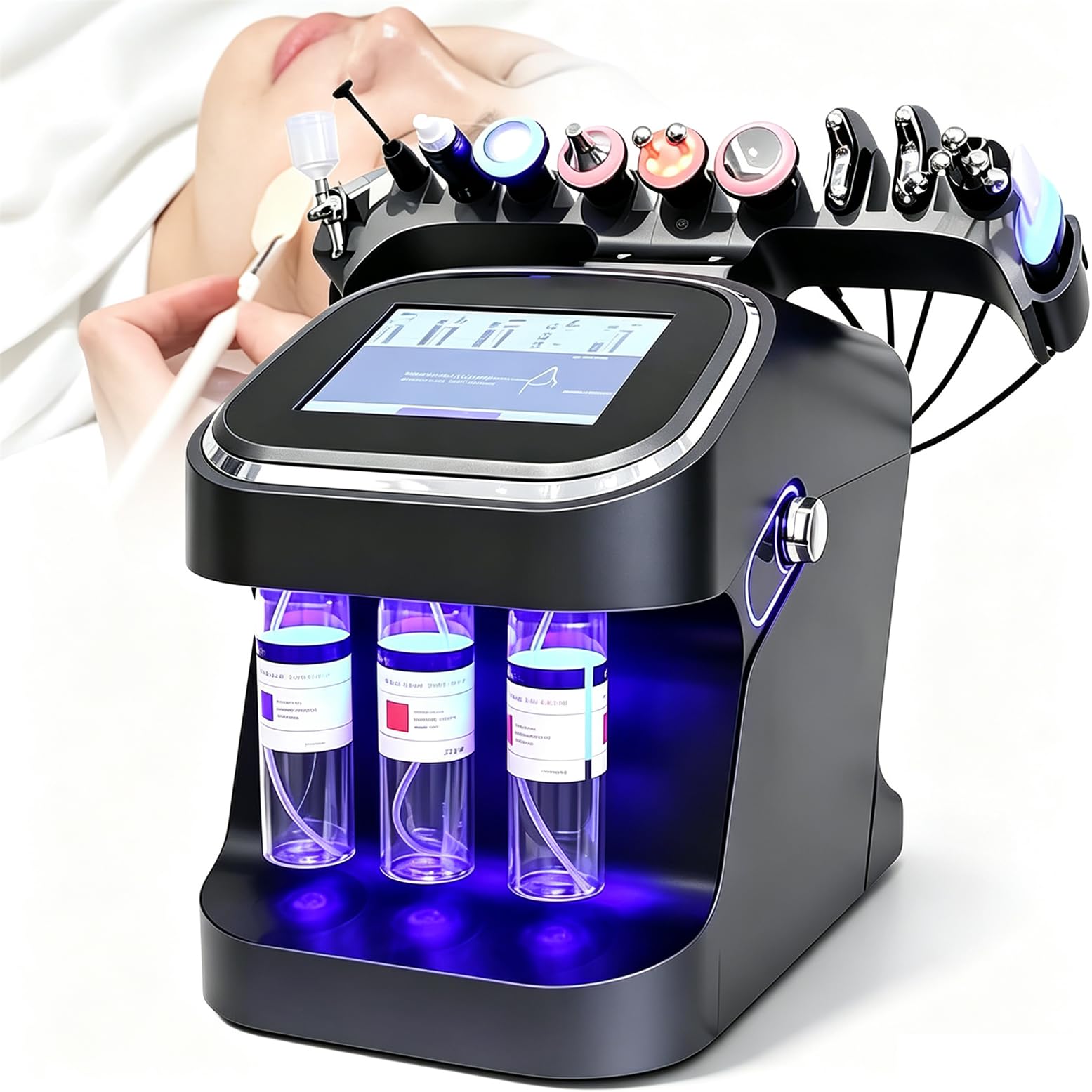 Máquina De Hidro-Facial Agua Y Oxígeno 10 En 1 con 10 Cabezales