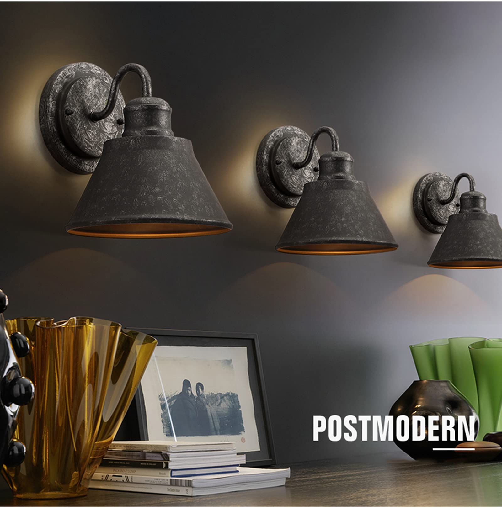 WXKAGF Vintage kinkiet wewnętrzny E27 Antyczny kinkiet, rustykalny żelazny kinkiet Im styl loftowy z metalowym abażurem, kinkiety ścienne w stylu retro Korytarz, alejki Oprawy oświetleniowe domu do