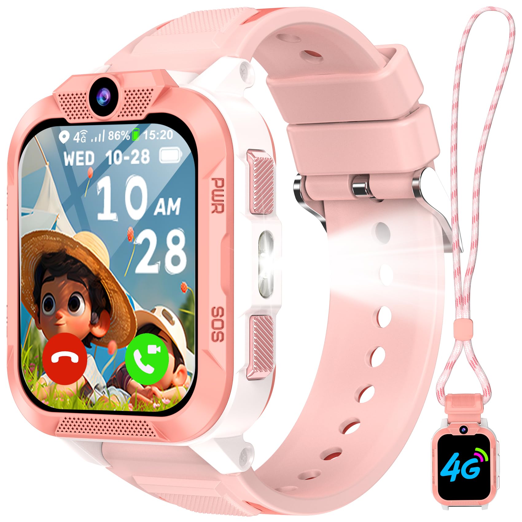 Baolubao Smartwatch Bambini, 4G Smartwatch Bambini con Videochiamate, Chat Vocale, GPS, 1.85" Orologio Intelligente con Chiamate,Torcia Bicolore,SOS,Sveglia,Modalità Scuola, Batteria Grande da 850 mAh