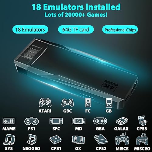 Miniatura 2 de Barra de consola de juegos retro inalámbrica integrada con más de 20000 juegos clásicos, salida HDMI 4K Nostalgia Plug & Play Retro Video Gaming