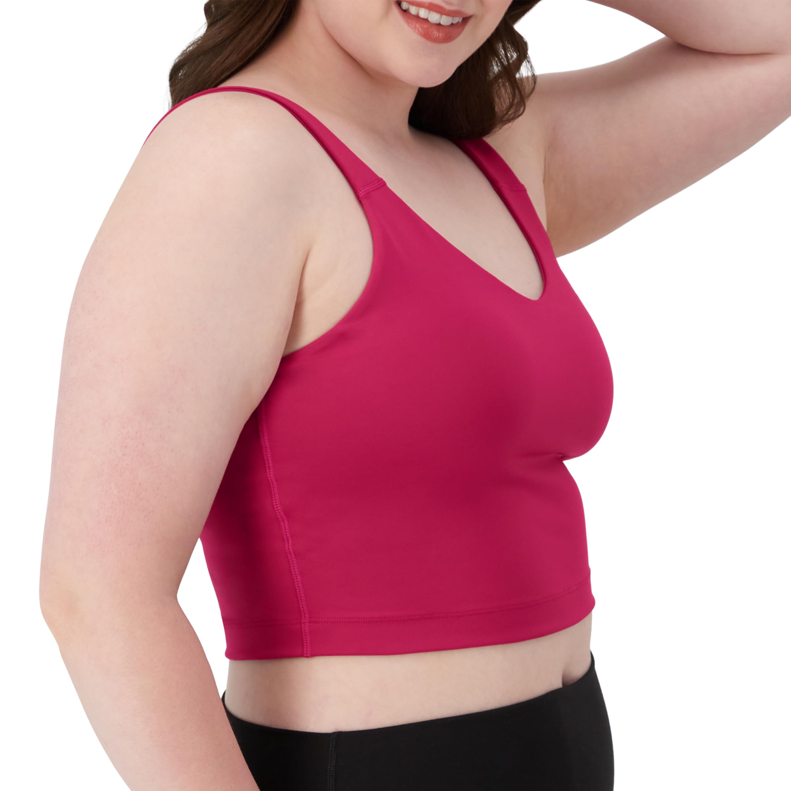 Hanes Moves Crop Bralette, V-Neck Cropped Pullover, Built-in Shelf Bra, Odor Control Reggiseno, Opaco Donna