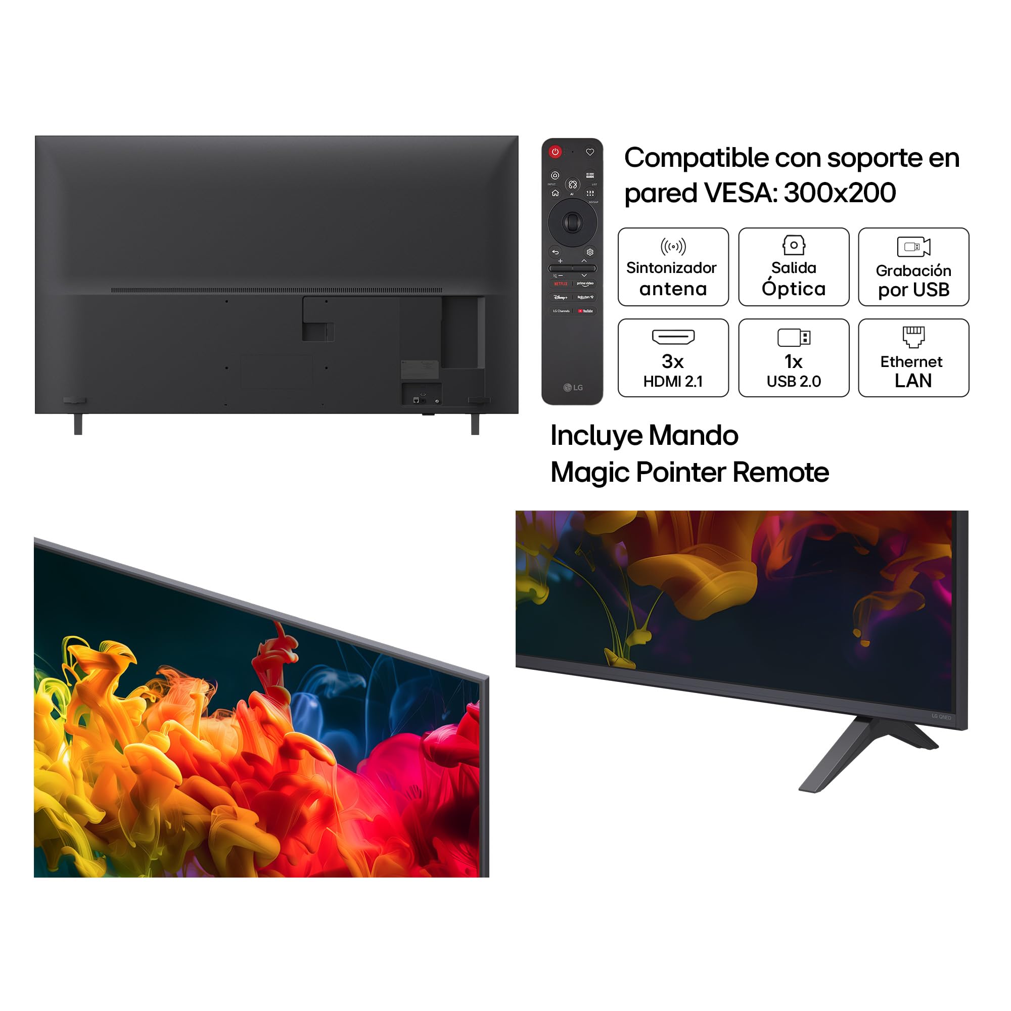 LG 55QNED80B6B - TV 55", 4K QNED EVO MiniLED, Sin Reflejos al 94%, Smart TV, WebOS 26, Procesador α7 AI Gen9, 4K Super Upscaling, HDR10 y Dolby Digital Plus, Alexa/Google Assistant, Negro