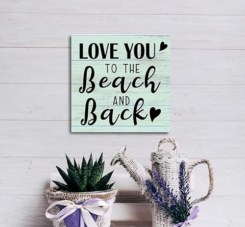 Miniatura 5 de Letrero de madera de playa, Love You to the Beach and Back, placa de madera, decoración del hogar para estante de playa, decoración de casa de Signo