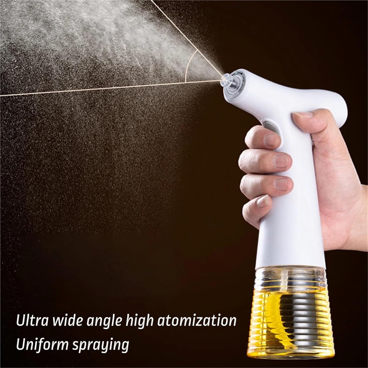 Oil Spray Bottle, 240ml Electric Oil Sprayer Bottle Dispenser Kitchen Soy Sauce Vinegar Storage,for Salad Making, Baking(White)
