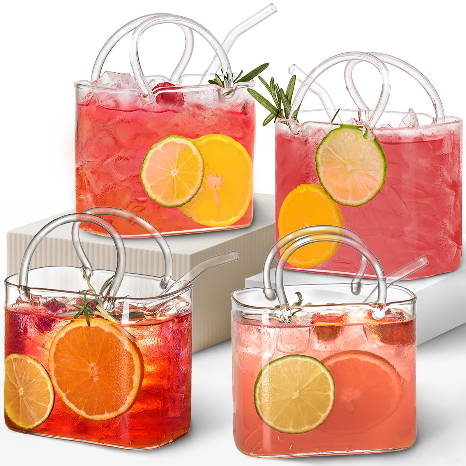 4 copas de vino únicas de 770 ml y vasos de vidrio creativos para jugo de frutas