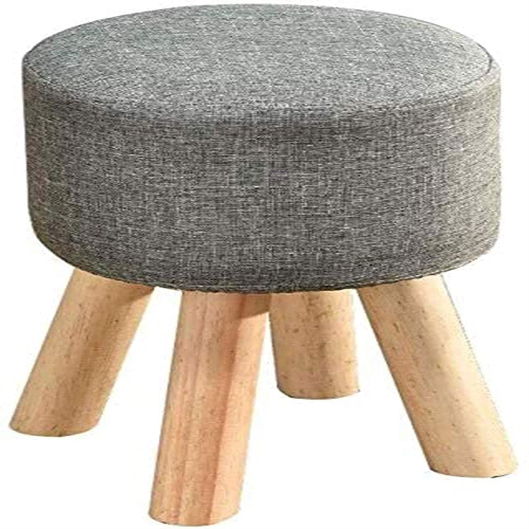 Tabouret rond en bois de maison et repose-pieds rembourré pour petit espace
