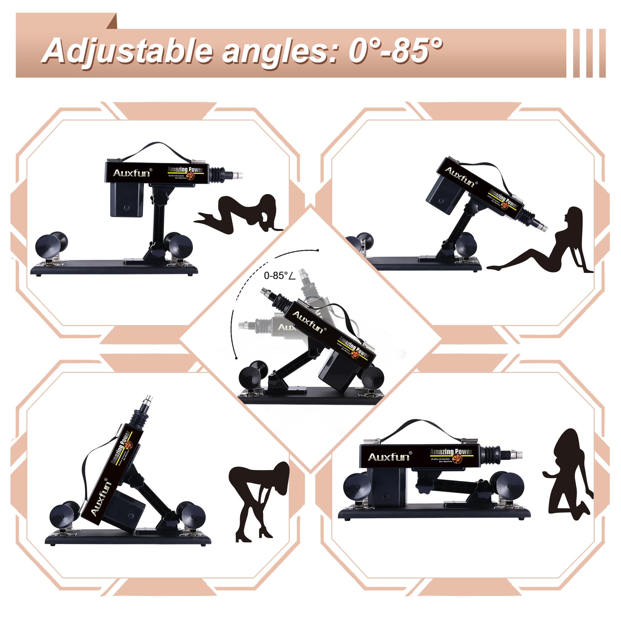 AUXFUN Sex Machine Love Machine Fuck Machine with Adapter,Automatic Dildo Machine Thrusting Machine with 3 XLR Connector,Fucking Machine Couple Sex Toys 8 Attachments for Male and Female