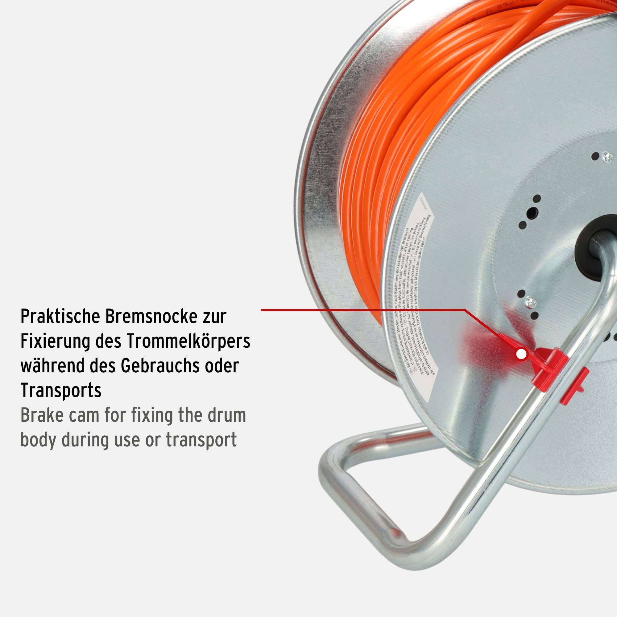Brennenstuhl Garant S V2 IP44 bęben kablowy 50 m, do użytku na zewnątrz, certyfikat TÜV-Süd (wyprodukowano w Niemczech, kabel w kolorze sygnałowym, pomarańczowy, blacha stalowa, krótkotrwałe