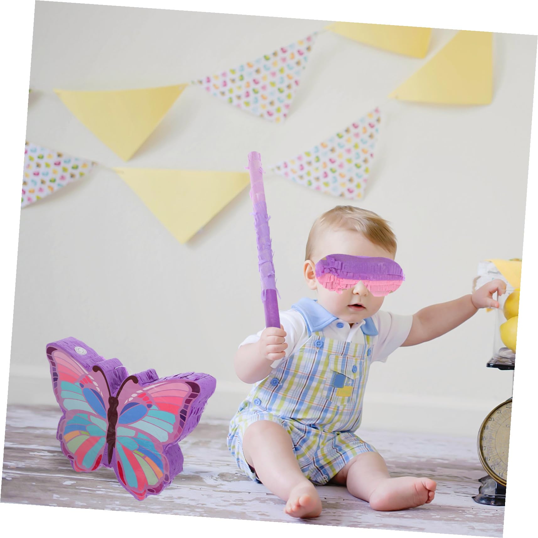 Piñata Incluye Palo Material de Papel Seguro con Motivo de Mariposas para Juegos Interactivos de Fiesta para Cumpleaños Infantiles en Fiestas de Niñas