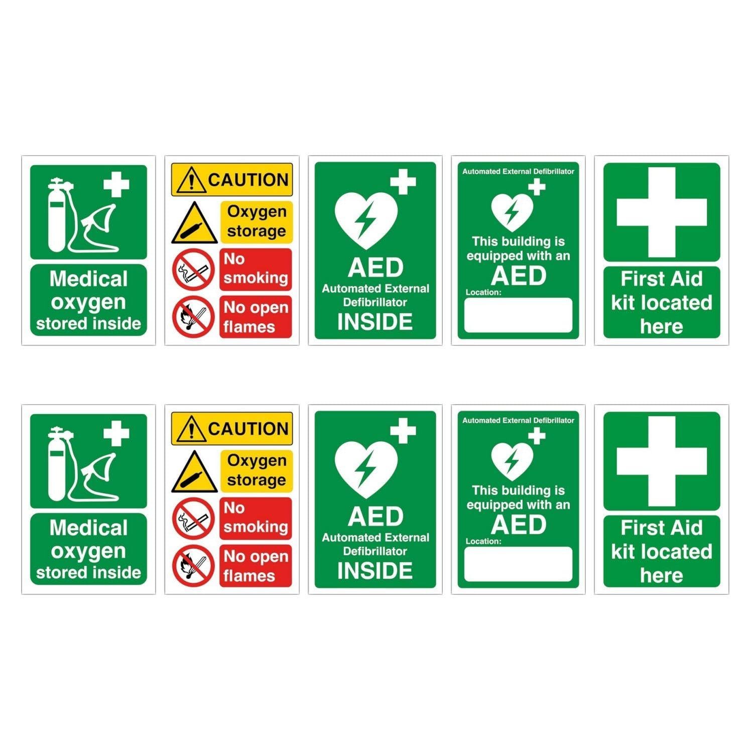 MXGHWG 10 Pieces Of First Aid Identification Stickers, Aed Location Identification, Self-Adhesive Medical Rescue Stickers, Outdoor Safety Warnings.