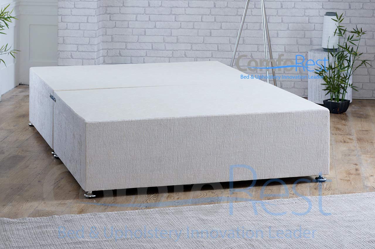 ComfoRest, Bedding & Upholstery Innovation Leader Comfort24 Divan Bed Base In Chenille - NO Drawers, NO Headboard (Double - 4'6, Cream)