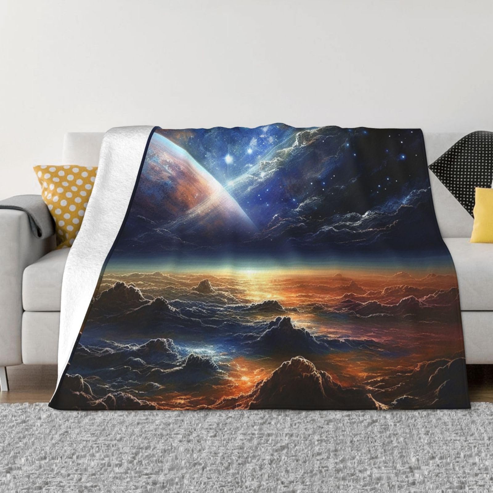 Couverture polaire galaxie en flanelle douce pour lit et canapé de 203x152 cm