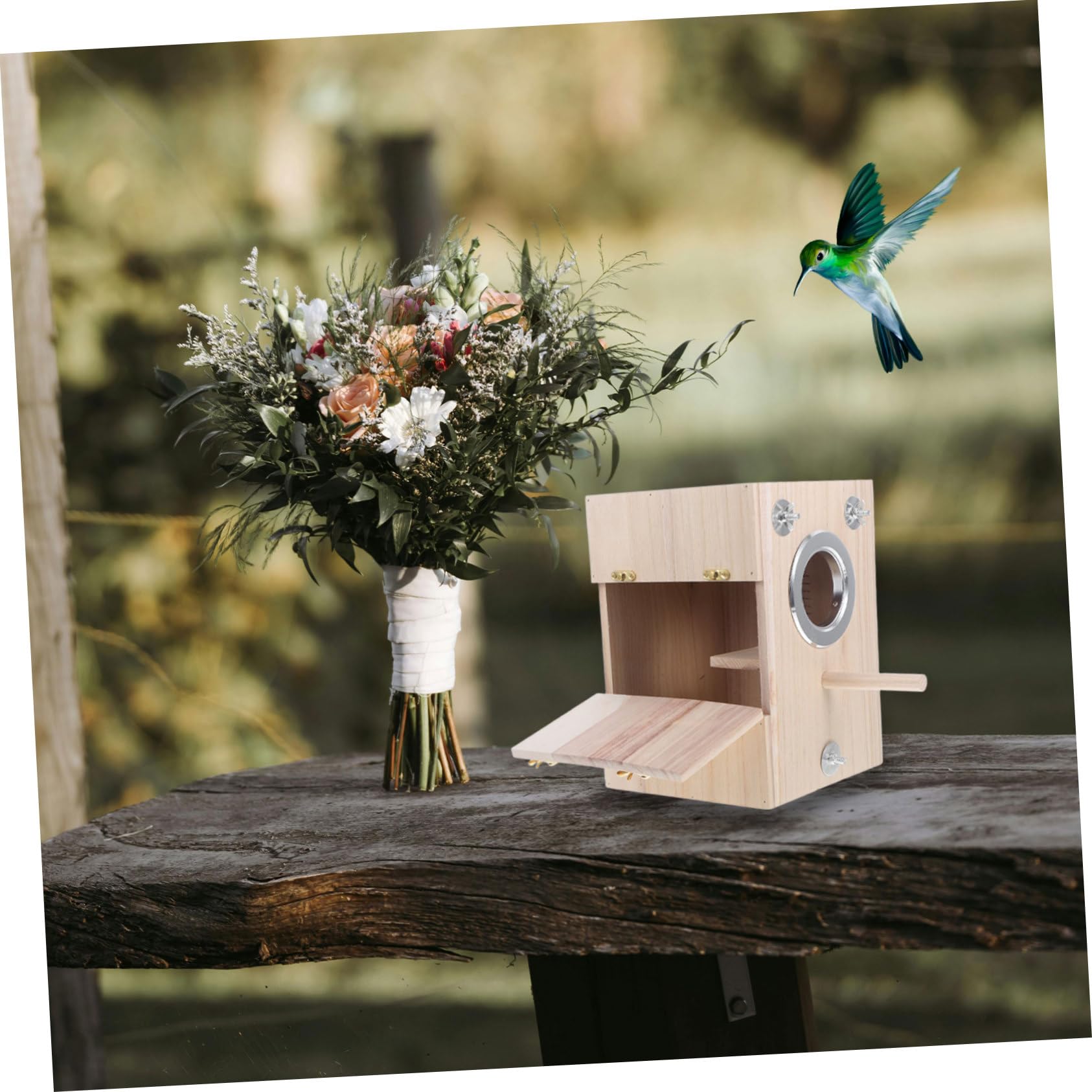 Nichoir de Reproduction Carré pour Oiseaux en Bois, Beige | Lieu de Repos Jeu, Design Simple et Créatif, Adapté aux Petits Oiseaux et Canaris