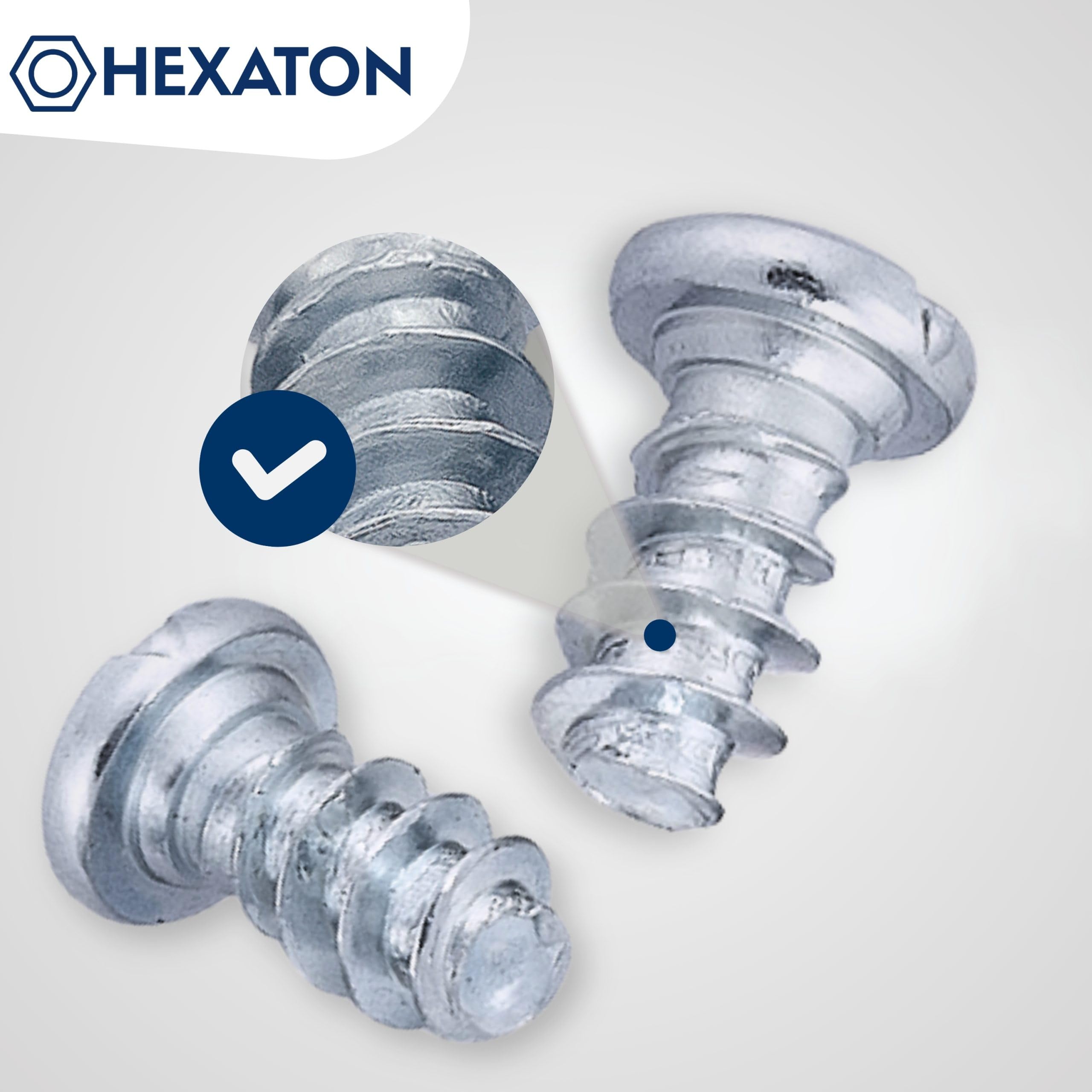 HEXATON Euro Screws 6.3 x 13 mm - 50 Pieces - Rounded Head - Pozidriv - Zinc Plated - Furniture Screws for Hinges Drawer Guides - Image 3
