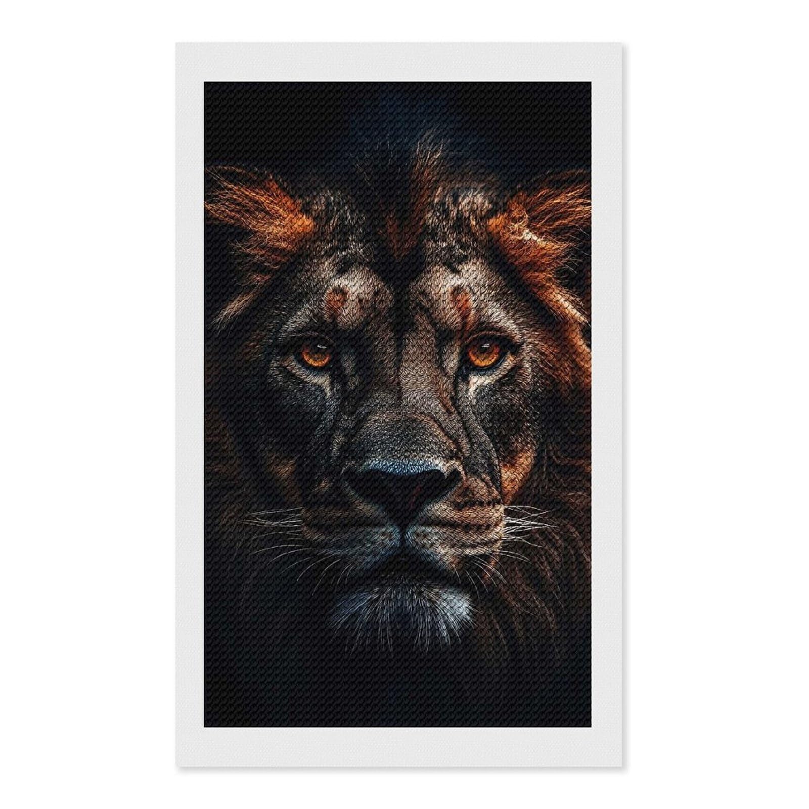 Junmoney Majestic Lion Portrait(2) 5D Diamond Painting Kit 12"x20", Relaxing DIY, Mindful Craft Project, Full Kit Included, Thoughtful Present
