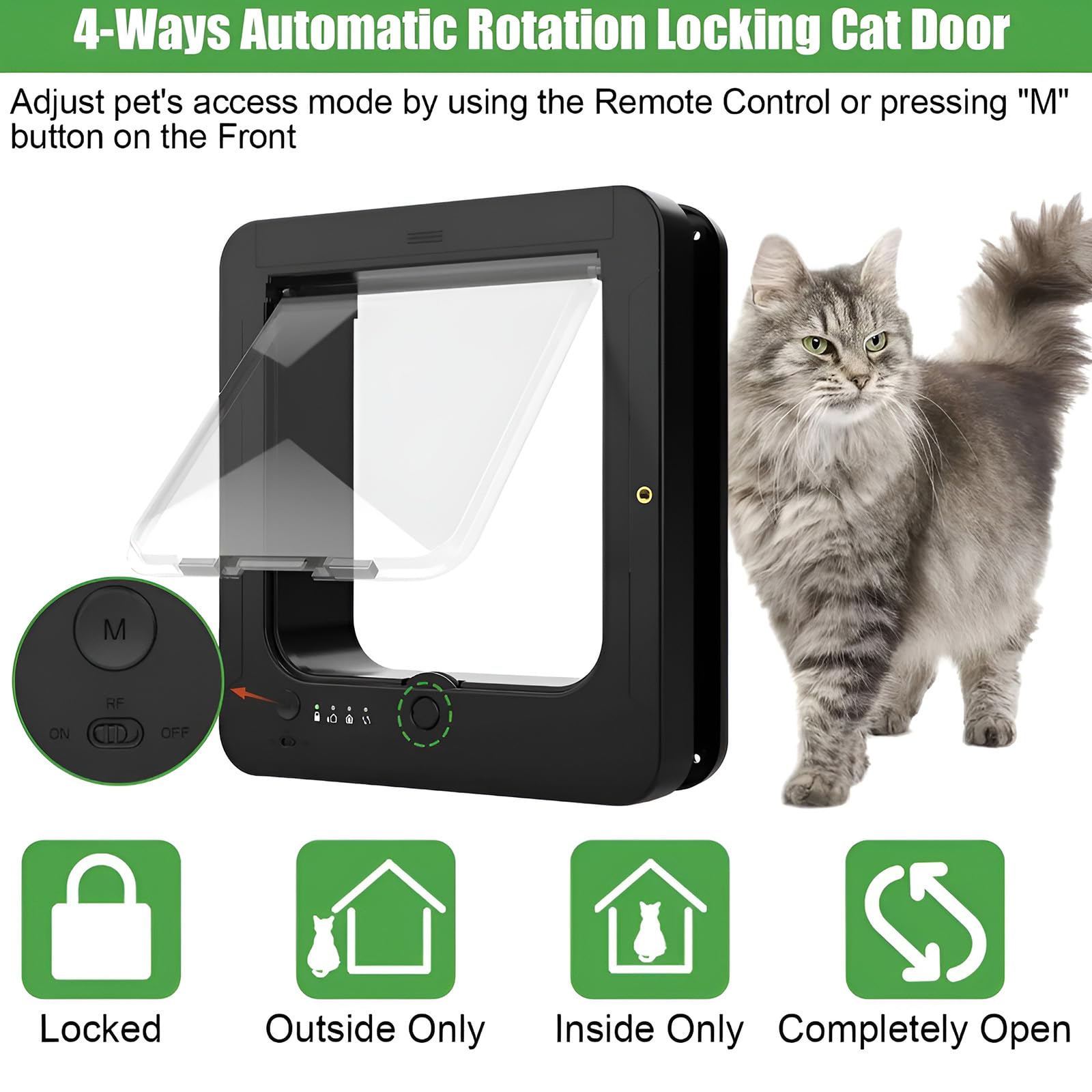 Porte électronique pour chat avec puce et télécommande