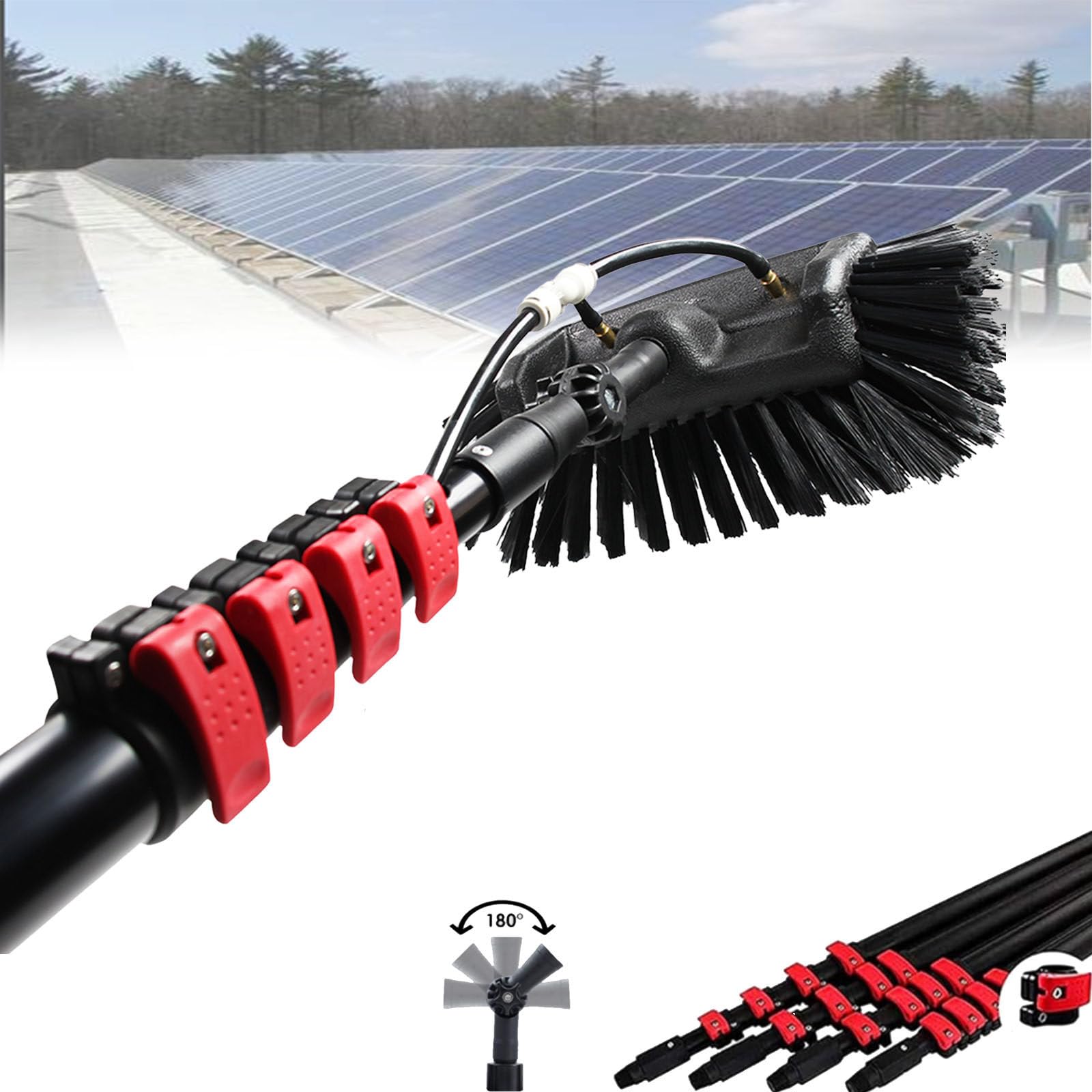 Brosse télescopique d'alimentation en eau pour laver les vitres sans échelle