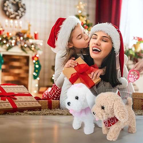 Miniatura 6 de Perro de peluche interactivo para cachorros, perro robot realista de cola meneante, juego de aseo, juguetes perfectos para regalo de cumpleaños de
