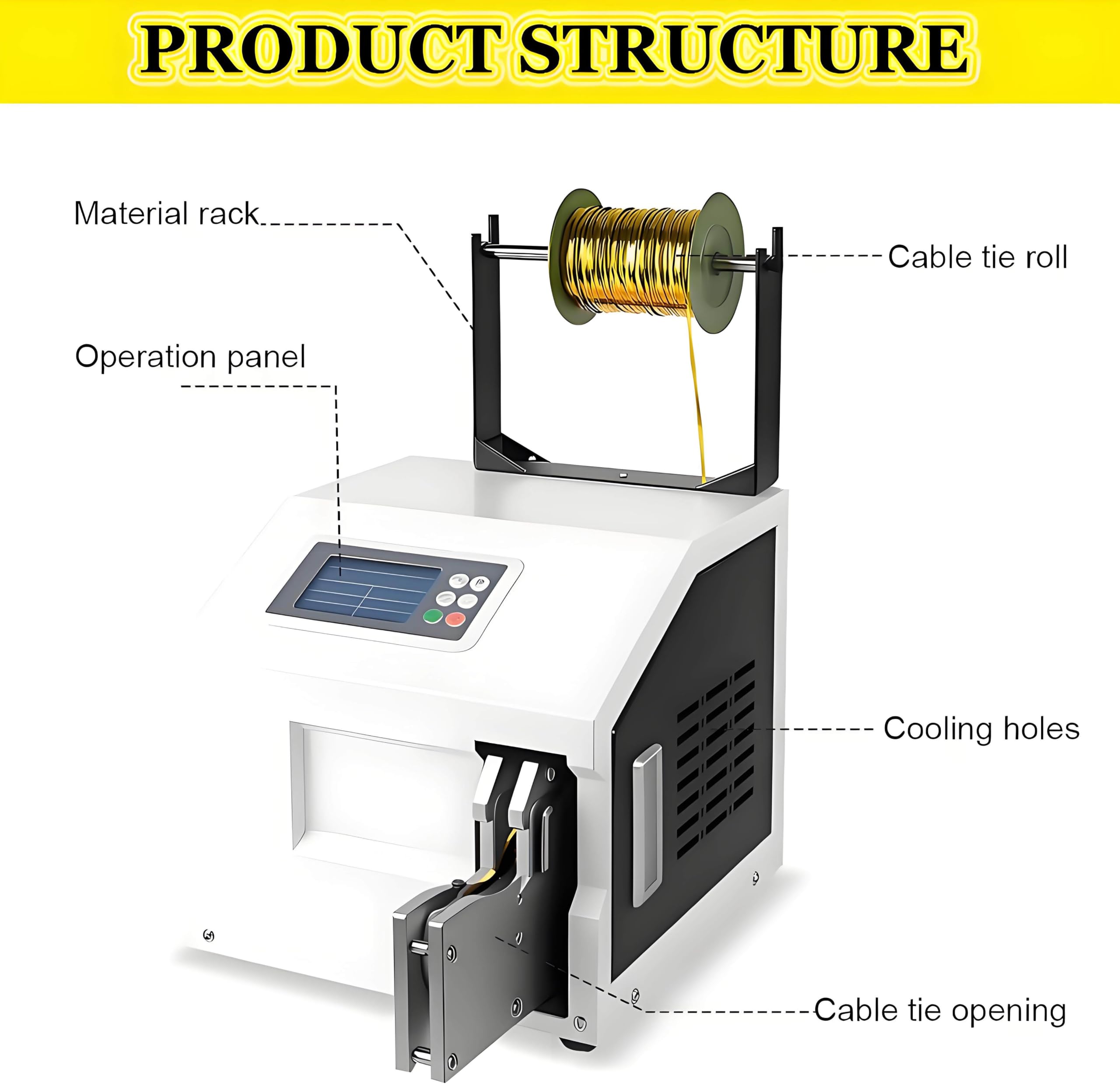 Macchina automatica per sigillare sacchetti alimentari, impacchettatrice Twist Tie per panetteria, caramelle, confezioni di snack, include 5 rotoli di filo metallico, pannello touch da 4,3 pollici