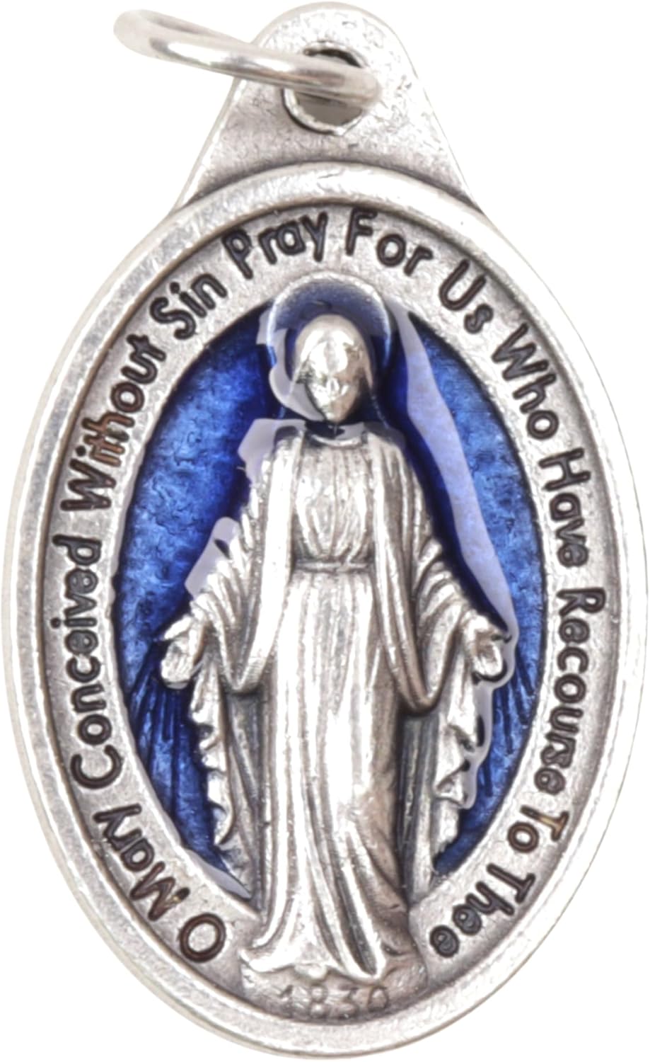 Needzo Blue Miraculous Medal Pendants, Catholic Jewelry Charm, Religious Gifts, 1 Inch (Pack of 2) - Image 2
