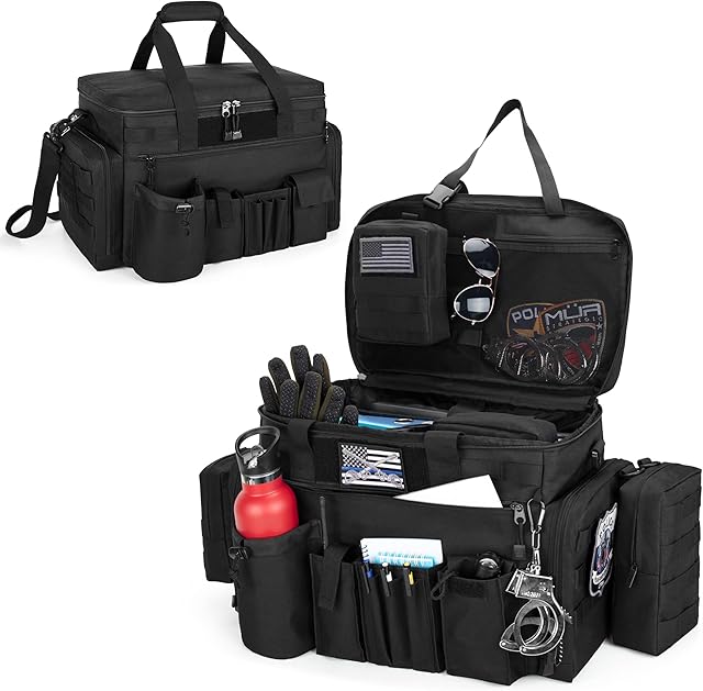 Trunab Police Organizer Bag, as Car Front Seat Organizer with 15.6 Tablet and Laptop Storage, Tactical Holdall Bag for Law Enforcement, Police Patrol, MOLLE Compatible, Patented Design