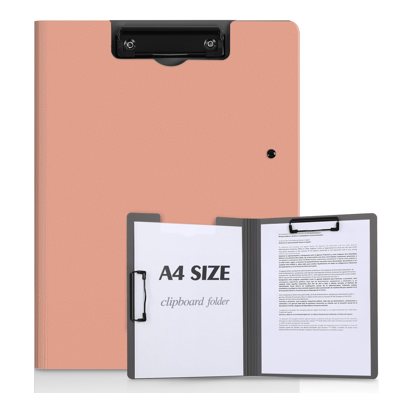 KONVINIT Clipboard A4 with Cover Foldover Clip Board with Double Clips Plastic Folding Clip Board Folder for School,Office,Home Document Organiser