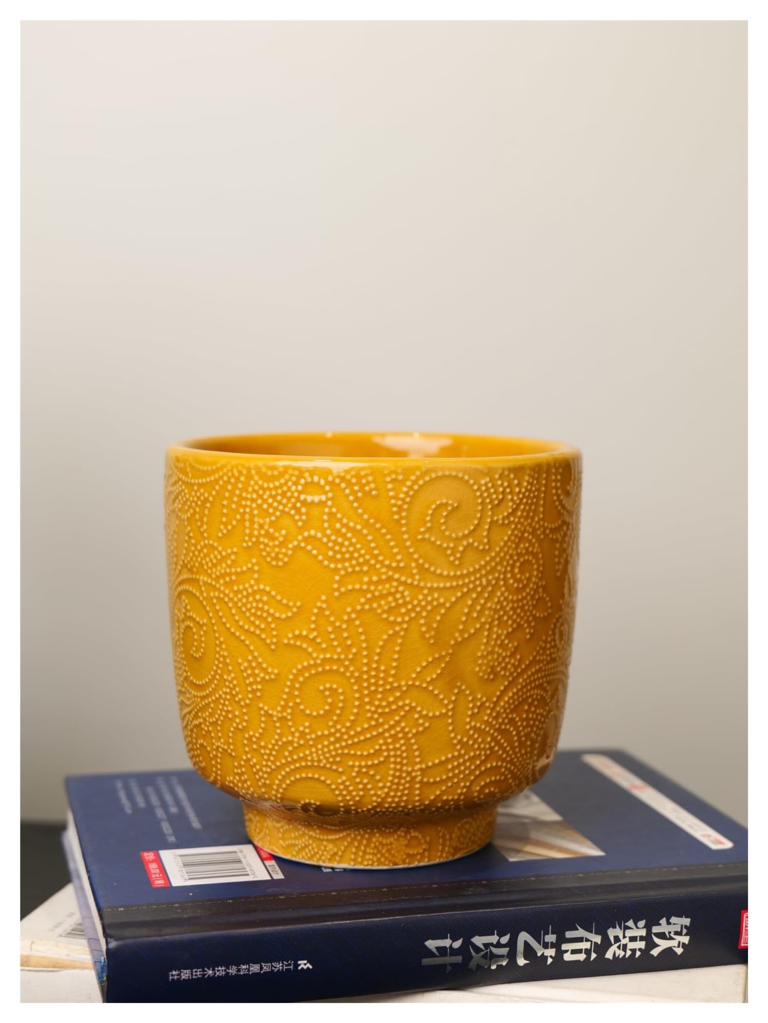 Doniczki na rośliny Ceramiczna doniczka na rośliny, wytłoczony wzór, doniczka na sukulenty, kaktus, orchidea prezenty dla miłośników roślin