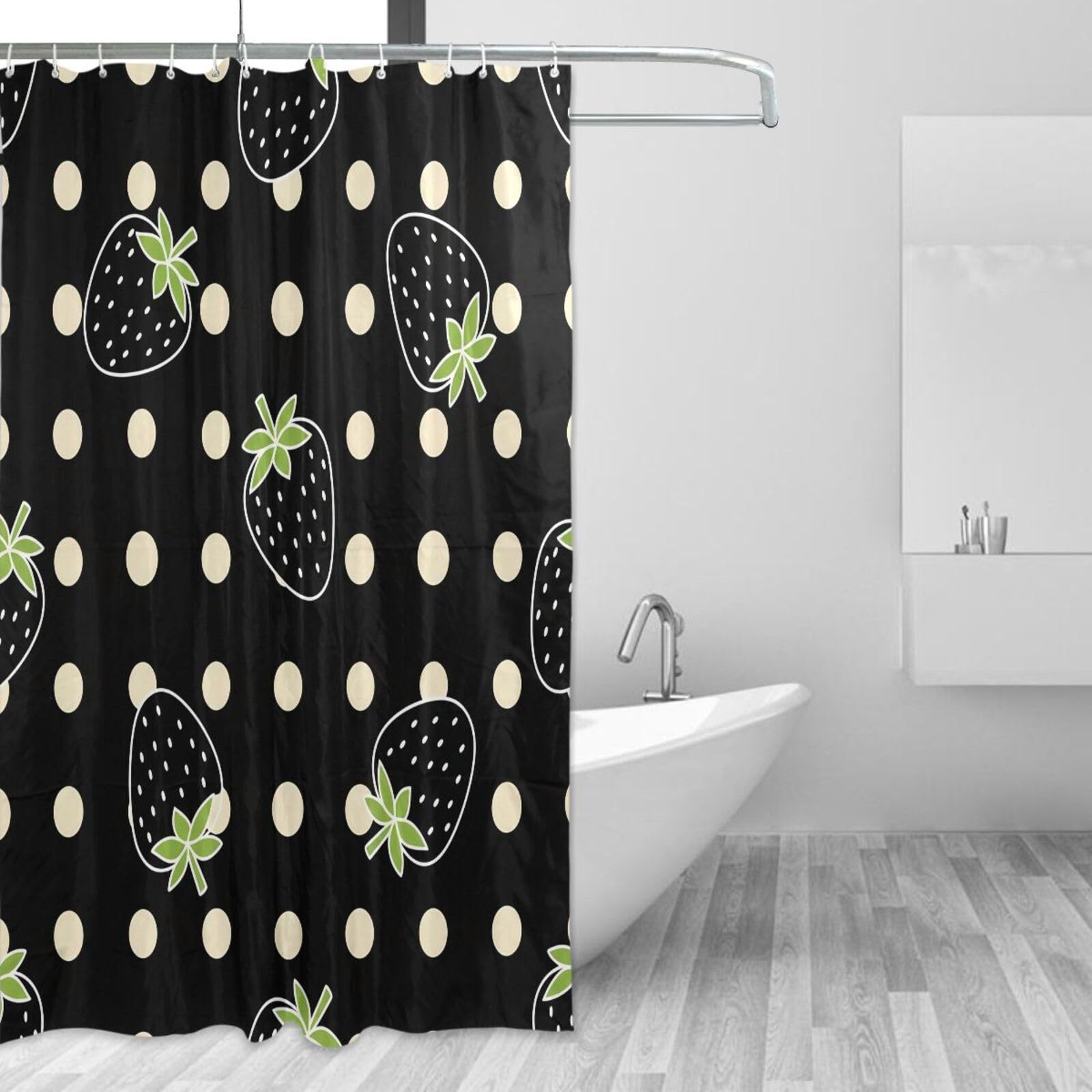 Rideau de douche imperméable anti-moisissure lavable en tissu de qualité 157x183cm avec crochets