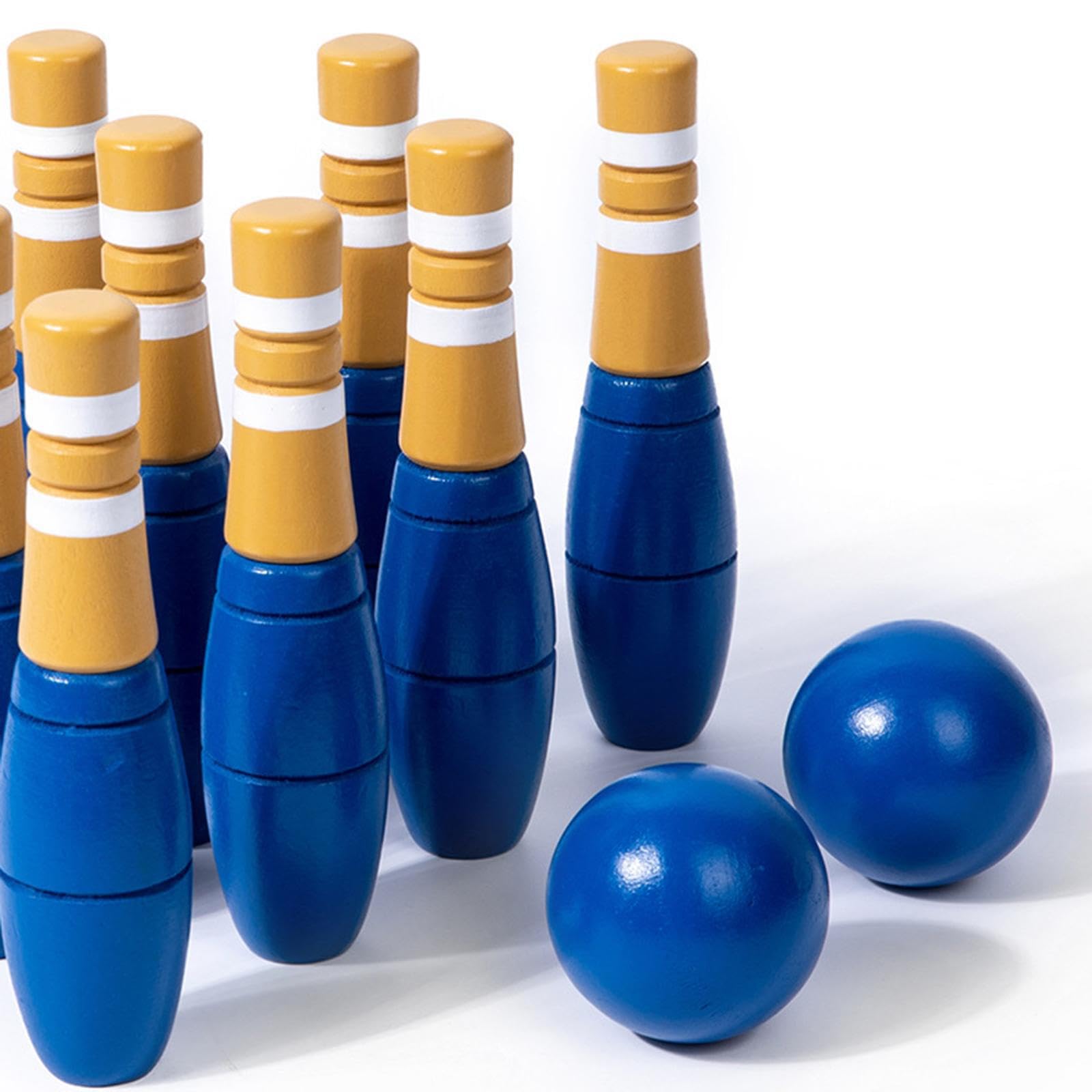 Set da Bowling per Bambini con Birilli in Legno, Giocattolo | divertente per attività al chiuso. Il set da bowling per bambini include 10 birilli, gioco interattivo per il tempo libero