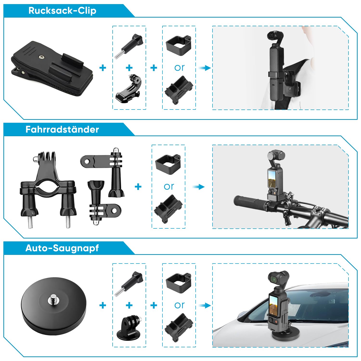 Kit d'accessoires pour DJI OSMO Pocket 3, Support oGoDeal, étui Rigide, Perche à Selfie, trépied, Support magnétique, Support pour téléphone Portable, Accessoires pour OSMO Pocket 3