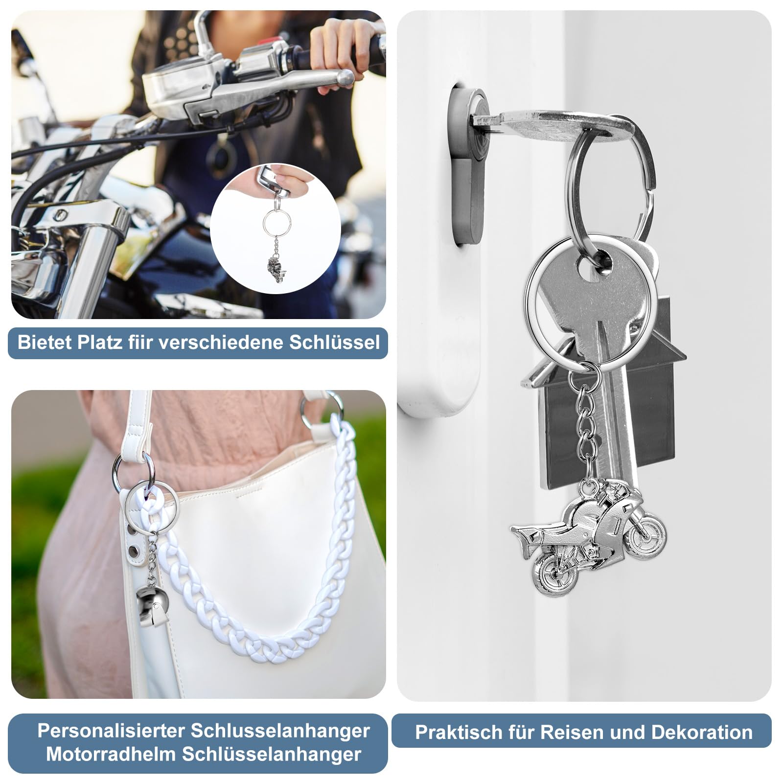 2PCS Motorcycle & Motorcycle Helmet Keychain, Motorbike Keyring Motorcycles Gift Metal Car Keychain Pendant Decoration Idea Biker Gift Keychains Pendant — view 6