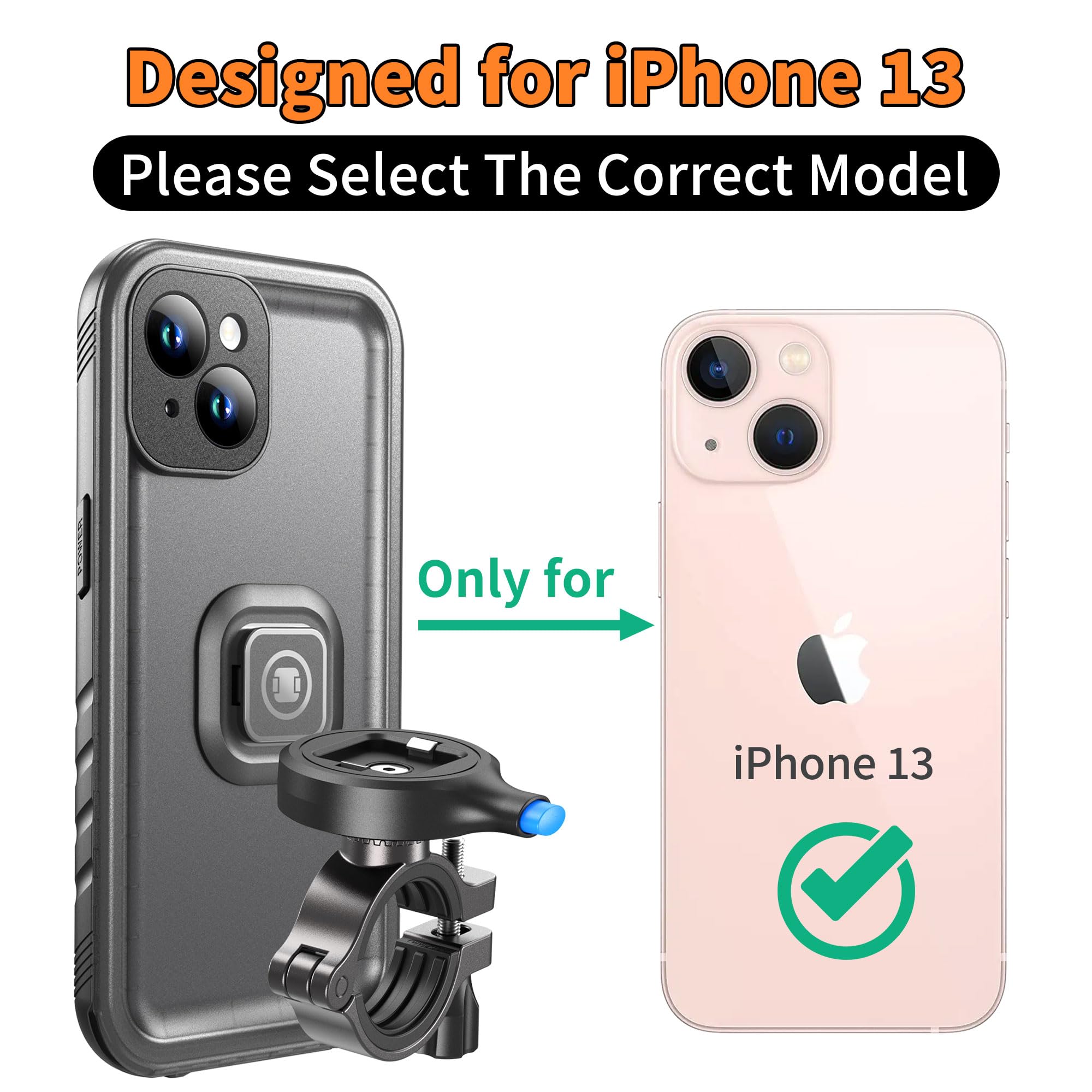 Cozycase Bike Phone Mount for iPhone 13 Waterproof One Button Unlock+Auto Lock in One Second Metal/Aluminium Detachable Handlebar Motorbike Road/Mountain Bike Phone Holder - Image 2