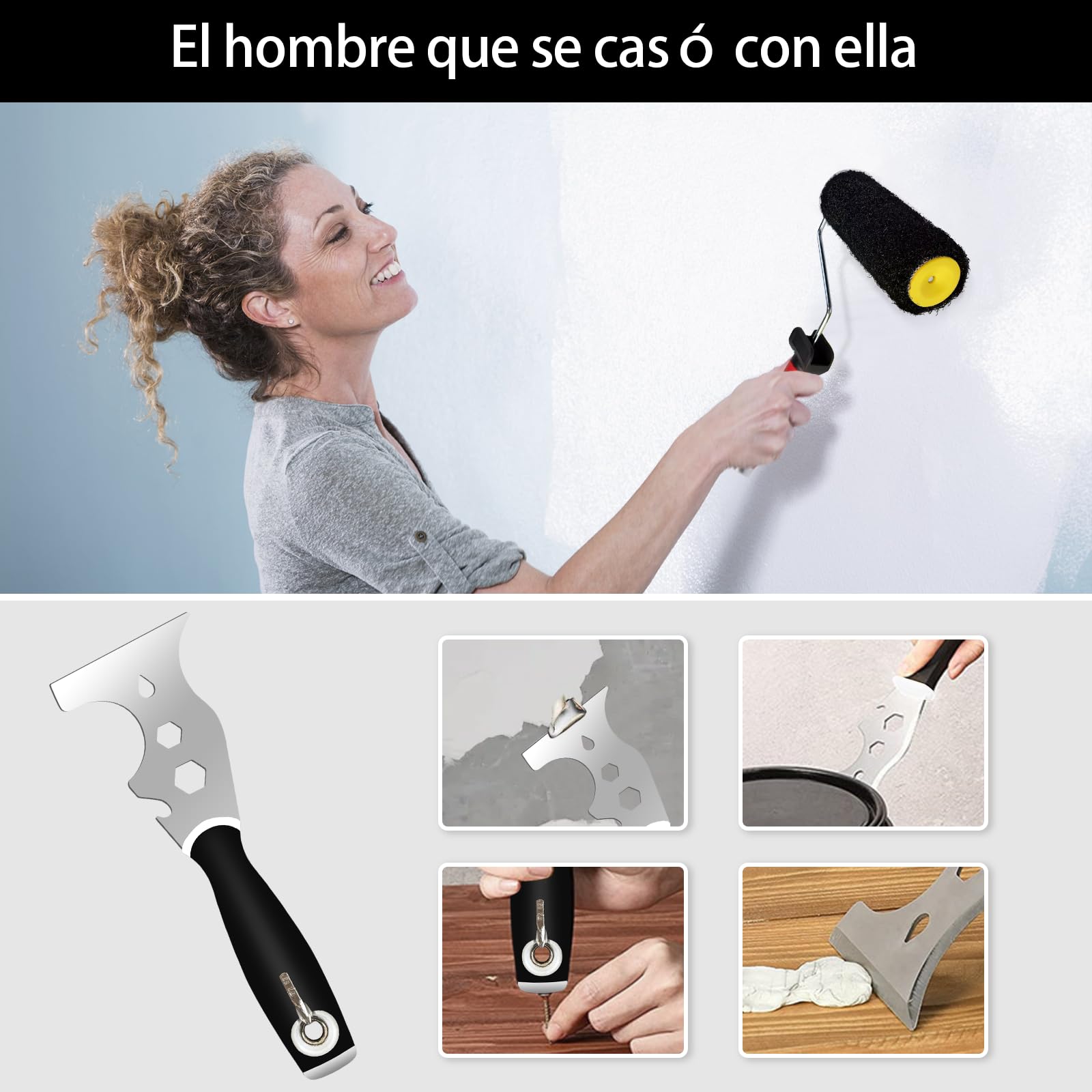 VKE Llana Profesional para Enlucir, kit Espátulas con Palo Telescópico