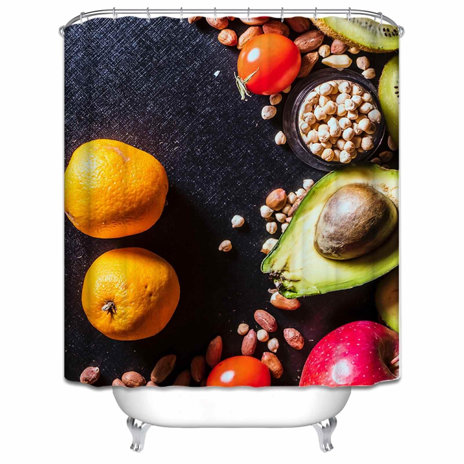 Rideau de douche anti-moisissure chic aux fruits pour fenêtres de salle de bain 180x180