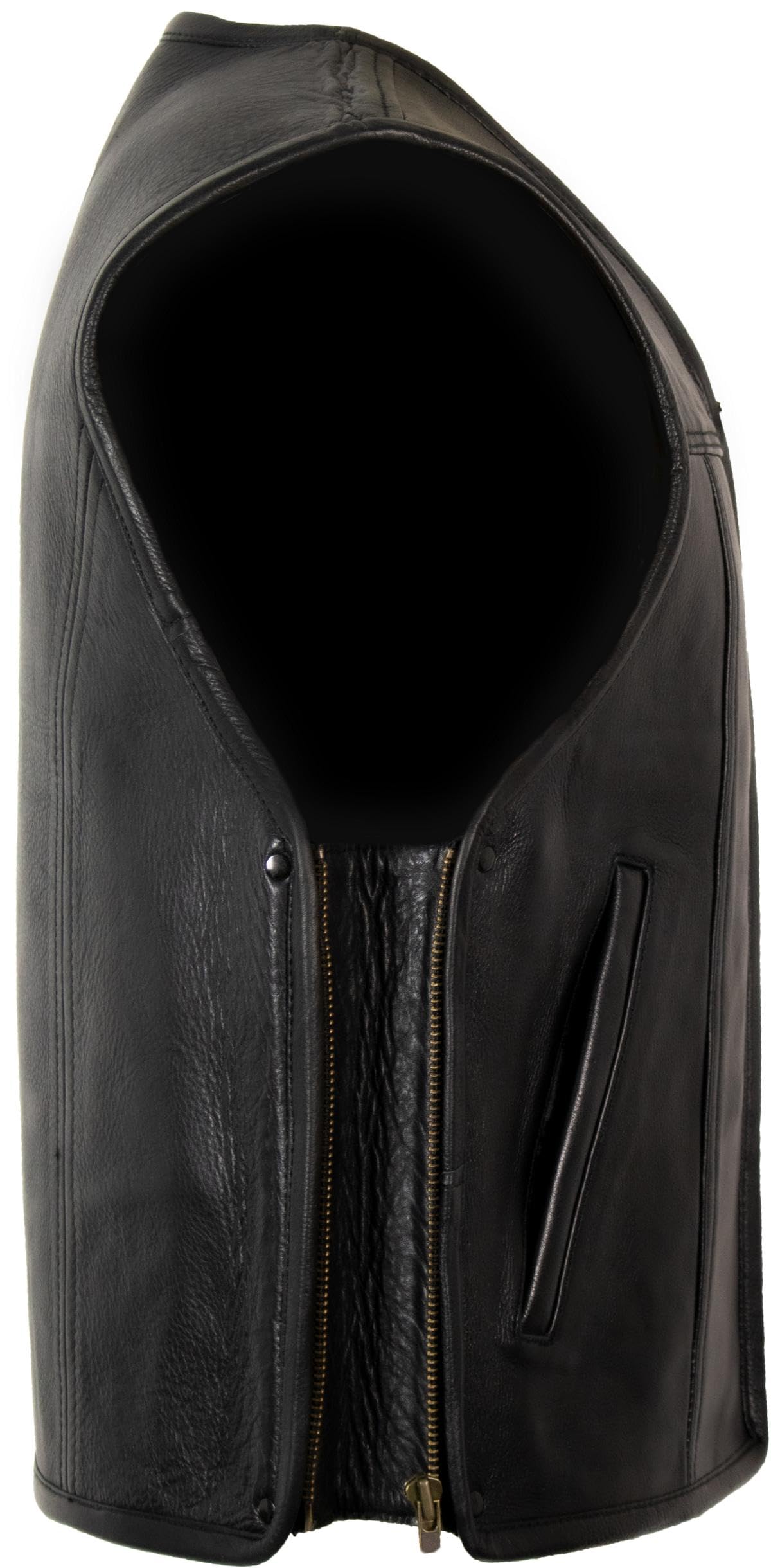 MDM Gilet da uomo in vera pelle, interno ed esterno in vera pelle Nero M