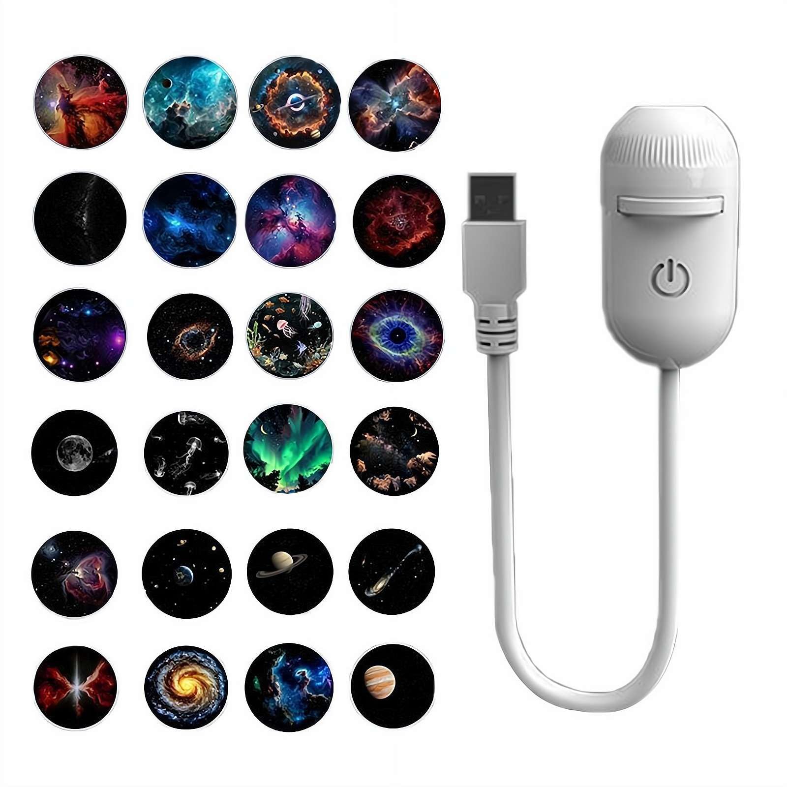 2-in-1 Galaxy Projector Night Light with 24 Sliding Projection Films, Adjustable Brightness 360° Rotating Design,Portable USB Starry Sky Night Light Projector,Mini LED Wall Lamp for Car Home (White) — image 1