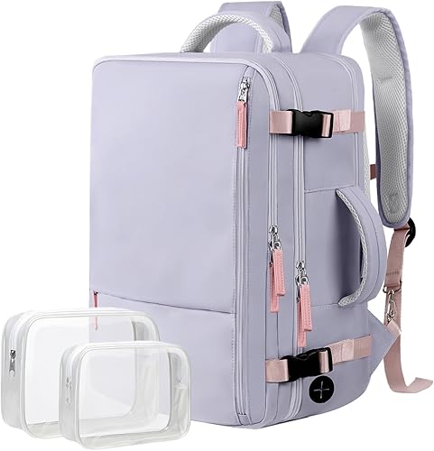 Hanples Mochila de viaje, mochila para laptop, mochila de mano para escuela y senderismo, gris púrpura, Mochilas de viaje