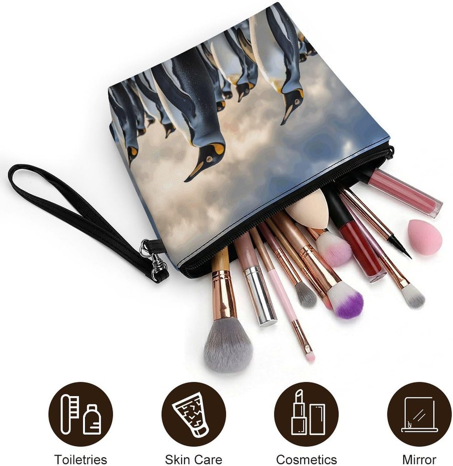 Sea Penguin Travel Makeup Bag Large Capacity Toiletry Bag image 5