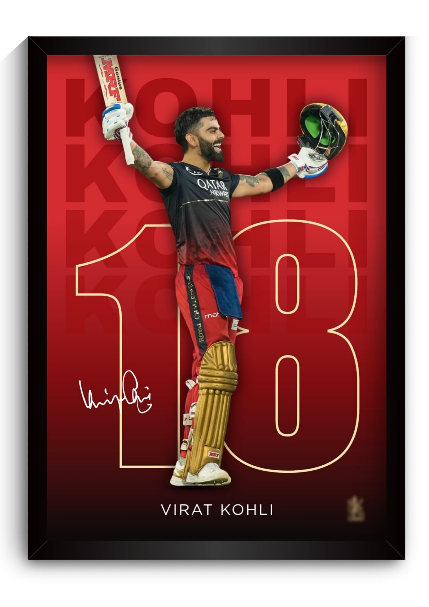 Virat Kohli Framed Poster | King Kohli 18 Wall Art | RCB Edition | Cricket Legend | Premium Sports Decor for Cricket Fans | Motivational Wall Poster-image-5