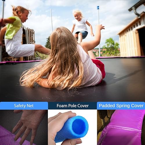 Miniatura 5 de SereneLife Trampoline Outdoor 8FT 10FT 12FT 14FT with Enclosure Net, Ladder and Anti-Rust Coating - ASTM Approved Recreational Trampolines - Heavy